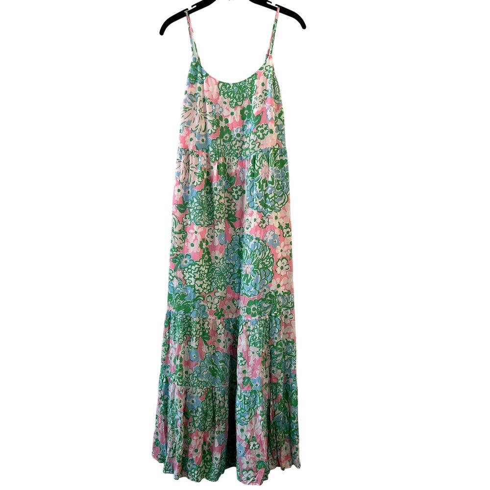 Lilly Pulitzer Teresa Maxi Sleeveless Slit Floral Dress Size S NEW Pink Green - Picture 2 of 7